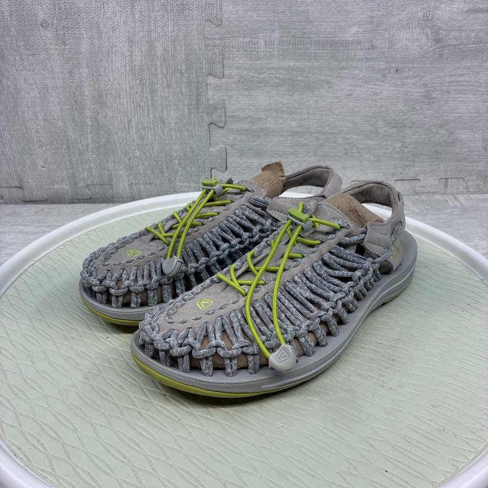 Keen Uneek Sandals Mens 10 Grey Lime Green Cord Outdoor Water Shoes 1018673